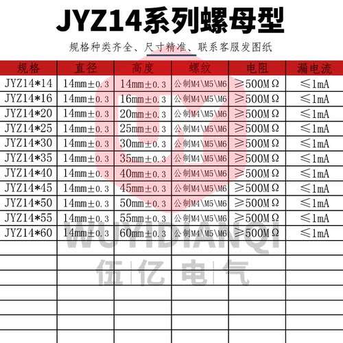 JYZ绝缘子新能源绝缘柱高强度绝缘子直径14、16高度14/16/2不带杆 - 图0