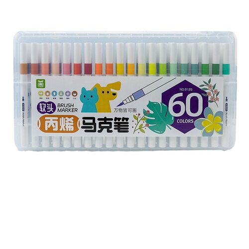 丙烯马克笔套装不透色防水60色涂鸦笔小学生美术软头 - 图3