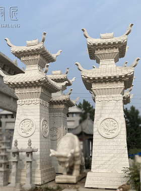 古代大型灯塔柱子园林摆件