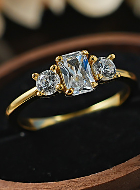 冰花切锆石开口戒指女轻奢指环