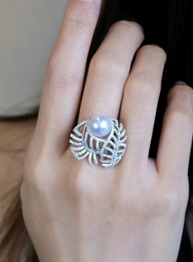 珍珠镂空戒指女百搭高级设计指环