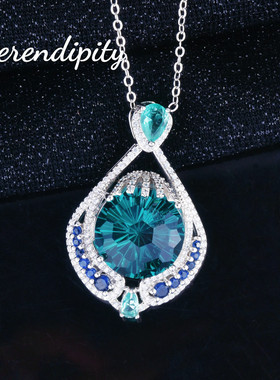 帕拉伊巴色吊坠彩宝项链不过敏