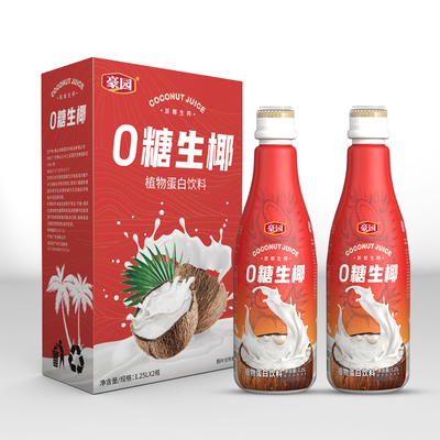【大瓶送礼聚会装】豪园0糖生椰1.25L原味椰子汁椰奶饮料畅饮装