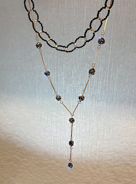 韩国轻奢小众设计Y型项链2025年新款女网红锁骨链项圈编织脖颈链