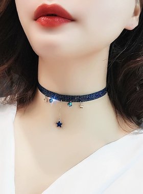 甜美日系星星流苏项圈锁骨链项链