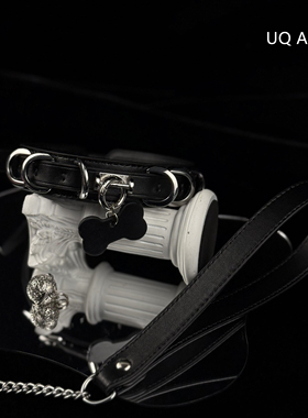 UQ有圈 真皮铃铛亚文化Choker女项圈Puppy骨头牌吊坠Y2k颈带锁骨