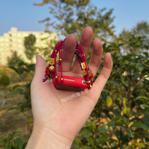 适用ApplewatchSE苹果手表表带招财纳福吞金编织红绳iwatchS9表带 - 图3