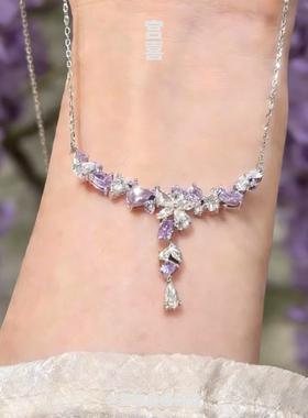 宫喜轻奢S999足银紫藤花项链女