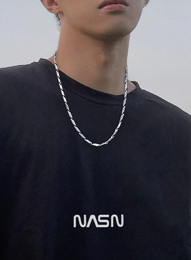 钛钢竹节棱形项链男嘻哈
