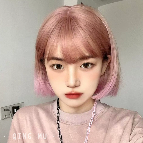 Розовый парик, летний японский шлем, стиль Лолита, градиент