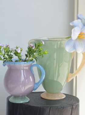 中古风拼色玉感琉璃花瓶