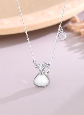 福袋铜钱吊坠项链女时尚仿玉髓