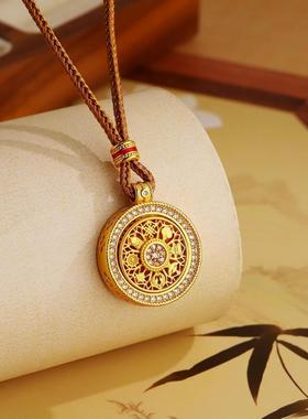 点钻镂空设计八宝罗盘吊坠编织绳