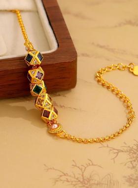 五彩魔方糖珍珠手链女2025新款