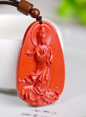 帝王砂朱砂吊坠项链男士乘龙菩萨