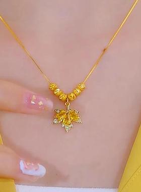 六福珠黄枫叶项链女同款2022年