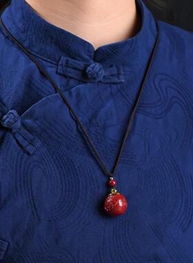 紫金砂朱砂圆球吊坠六字真言空瓶