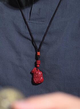 紫金砂朱砂貔貅吊坠女钱袋子项链