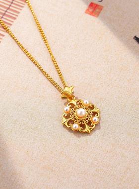 镂空窗花珍珠项链时尚复古宫廷风