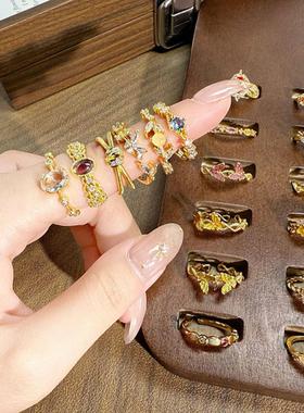 彩宝轻奢指环女盲盒中古vintage