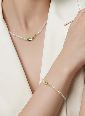 一撇一捺珠光手链人造珍珠手串