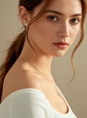 一撇一捺YPYN蝶舞流光颈饰蝴蝶结项链女925银人造水晶锁骨链饰品