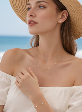 一撇一捺YPYN暗香疏影手链女14K金莫桑钻吊坠商场同款高级感百搭