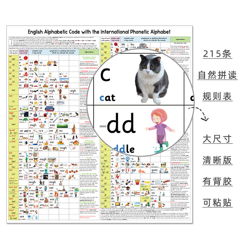 英语215条自然拼读规则发音拼写元音辅音字母表儿童学习教学培训,淘宝优惠券,粉丝福利购,淘宝优惠卷