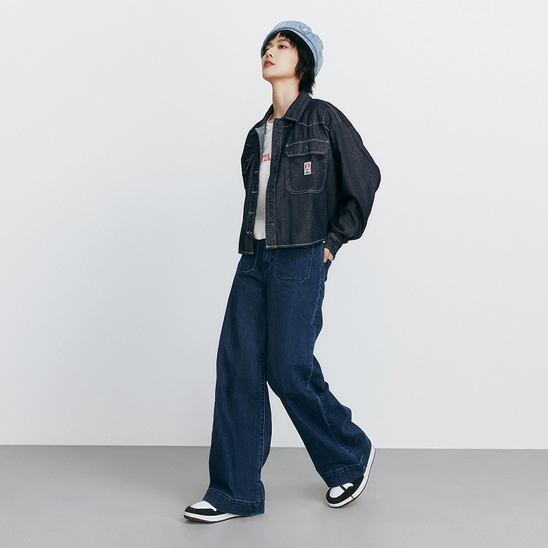 Wrangler威格23秋冬复古阔腿牛仔垮垮裤