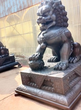 铜雕狮子门口摆件 铸铜雕塑仿古天安门造型紫铜雕塑 铸造工艺定制