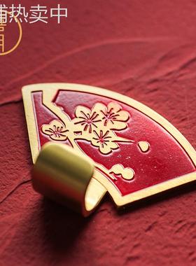 喜月黄铜现代免打孔挂衣钩衣帽钩全纯铜单个创意装饰新中式挂钩梅