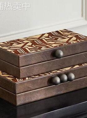 新中式收纳盒样板间客厅展示柜酒柜装饰品陈列软装搭配开放格摆件