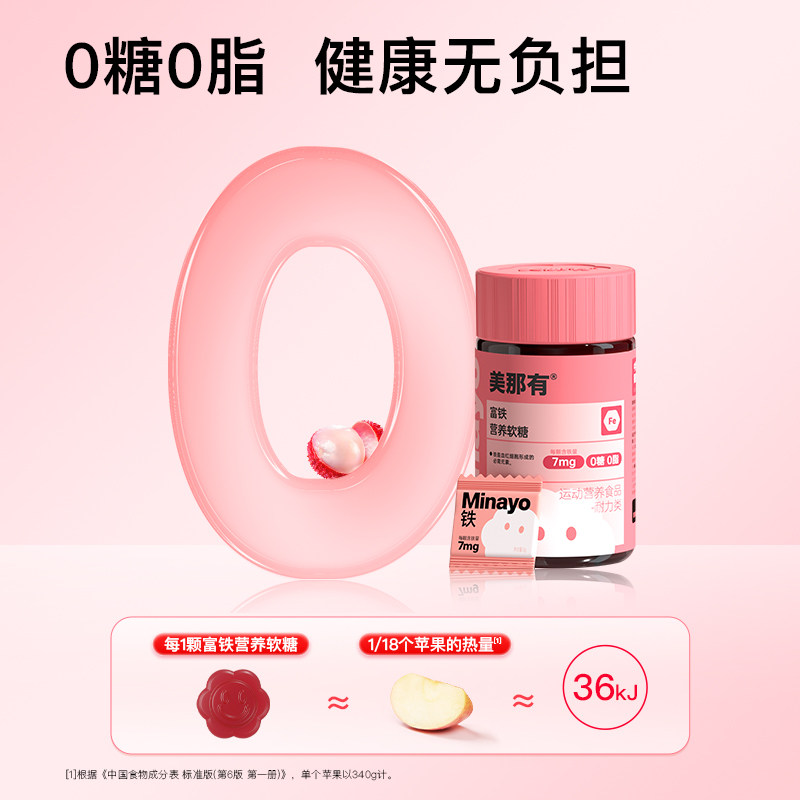 【直播专享】Minayo美那有富铁软糖高阶元气铁女性铁剂孕妇tk