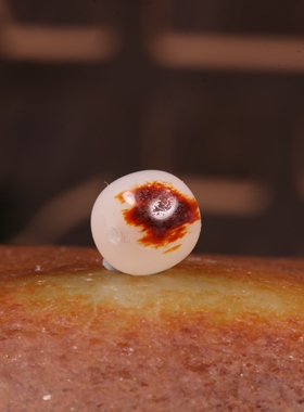 正宗新疆和田玉洒金皮籽料单珠