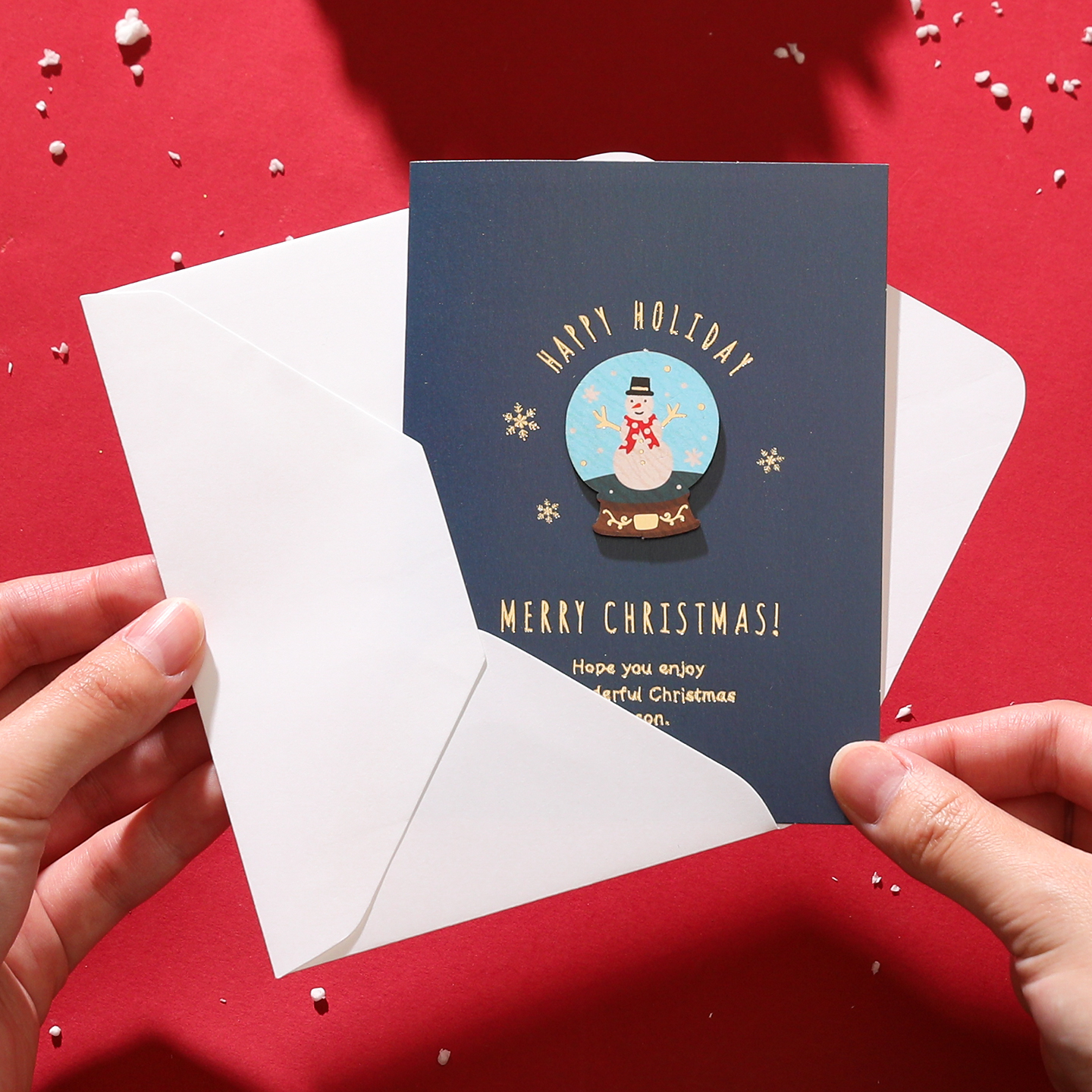 Christmas greeting card high-end creative wood carving small card