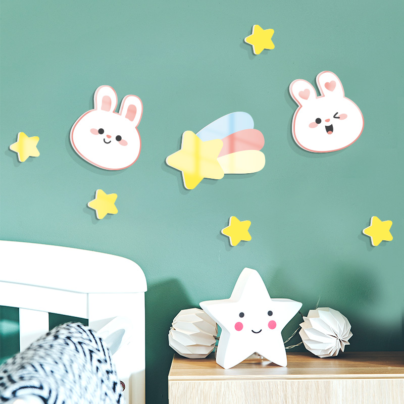 儿童房墙面装饰立体墙贴小公主房间 女孩卧室墙壁乖乖兔星星贴