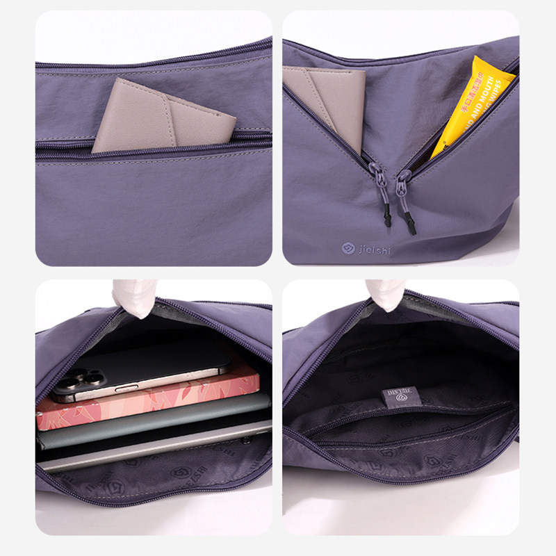 简约轻便牛角包女2025新款大容量斜挎包运动户外牛津布单肩腋下包,淘宝优惠券,粉丝福利购,淘宝优惠卷