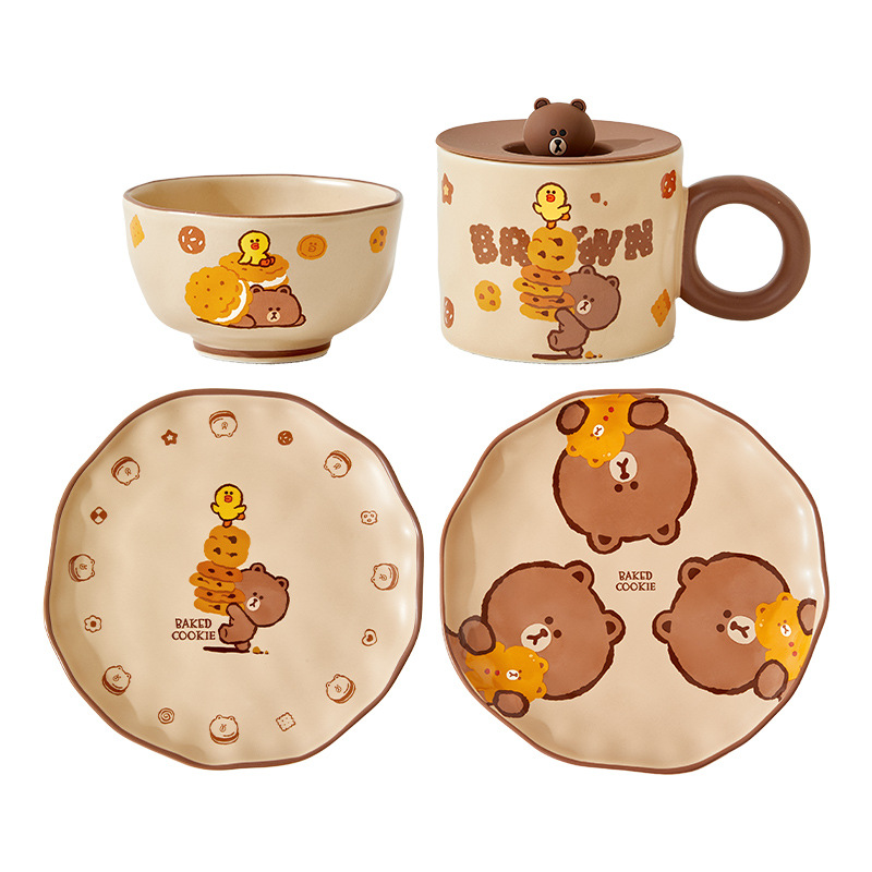 LINE FRIENDS马克杯女高颜值杯子带盖可爱创意水杯陶瓷办公室家用 - 图3