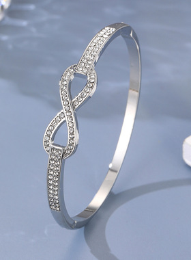 新款 欧美时尚ins风数字手镯简约气质8字手链轻奢百搭小众配饰手