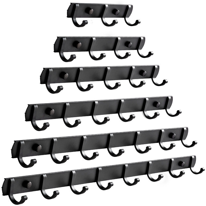 新品 太空铝黑色挂钩衣帽毛巾衣柜试衣间办公室厨房免打孔壁挂墙,淘宝优惠券,粉丝福利购,淘宝优惠卷