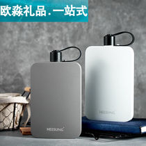 304 stainless steel ultra-thin flat kettle 500 ml water glass portable pot large capacity 1 catty blue 500 mn)