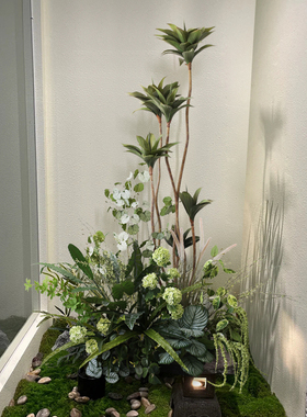 野花小型绿植造景角落花堆