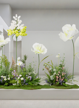 野花白绿纸花造景植物装饰