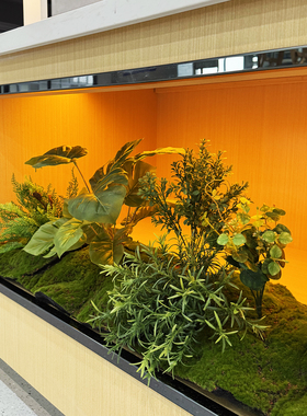 仿生造景绿植走廊过道墙边假植物