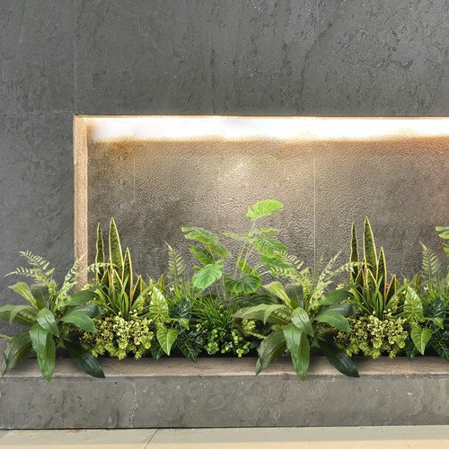 店铺橱窗绿植组合花槽花坛植物花卉楼盘餐厅隔断栅栏花箱仿真花草 - 图1