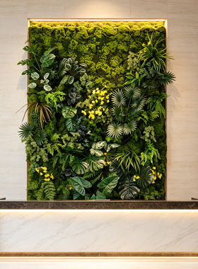 仿真苔藓绿植墙成品花艺公司前台办公室餐厅蕨类立体植物墙定制