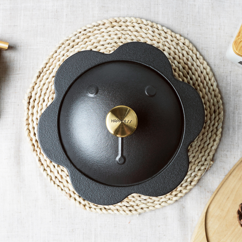 Little Happiness Black Enamel Nonstick Stock Pot