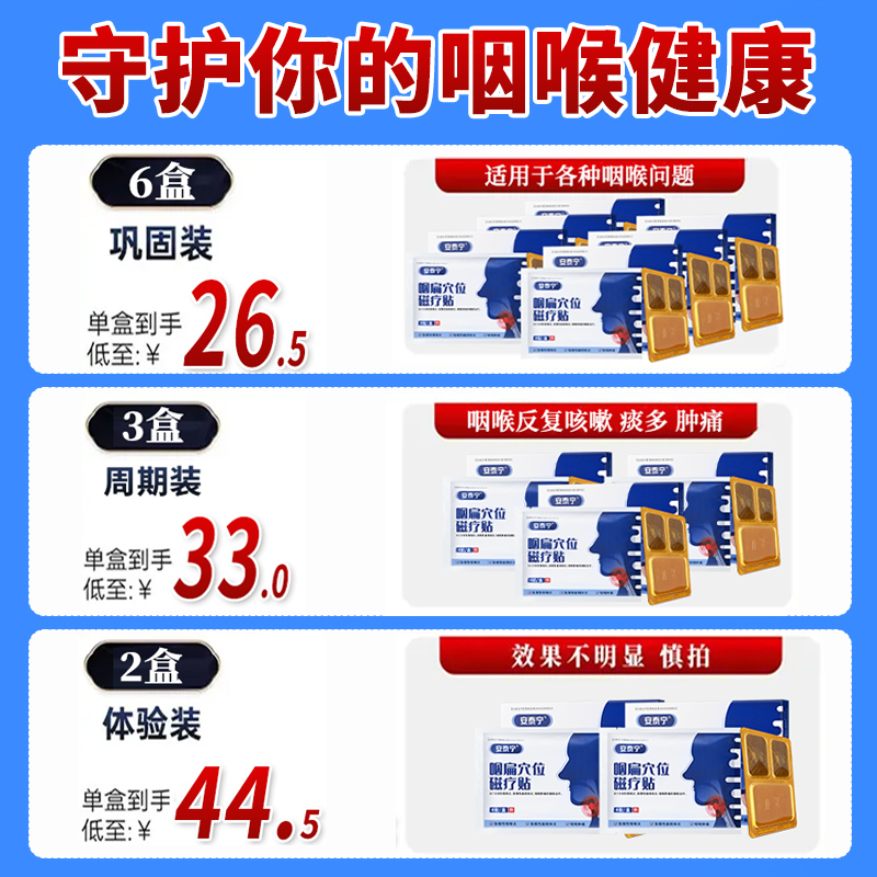 安泰宁咽扁穴位磁疗贴辅助治疗急慢性咽喉炎扁桃体炎咽喉肿痛正品