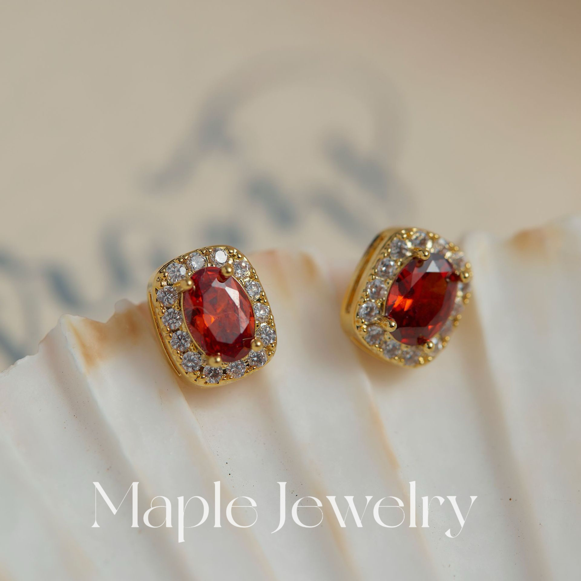 Maple【红色派对】复古红色耳环925银精致气质高级感红宝石耳钉,淘宝优惠券,粉丝福利购,淘宝优惠卷