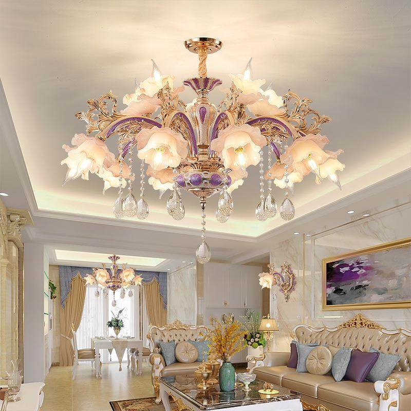 法式吊灯紫色公主房女孩房婚房水晶吊灯客厅卧室锌合金奢华欧式灯,淘宝优惠券,粉丝福利购,淘宝优惠卷